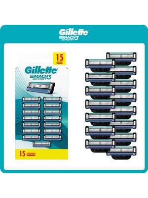 Gillette Mach 3 Sport 15'li Yedek Tıraş Bıçağı Hassas Cilt Dostu Sistem Özellikleriyle Üstün Konfor