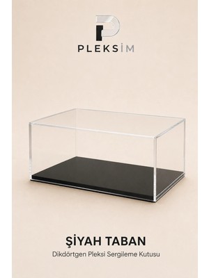Ulusoypleksi 30X20X15 cm Dikdörtgen Takı Sergileme Kutusu Şeffaf Pleksi Akrilik Display Box Mücevher Vitrini Siyah Taban