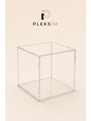 Ulusoypleksi 25X25X25 cm Toz Korumalı Şeffaf Pleksi Akrilik Sergileme Kutusu Display Box Şeffaf Taban