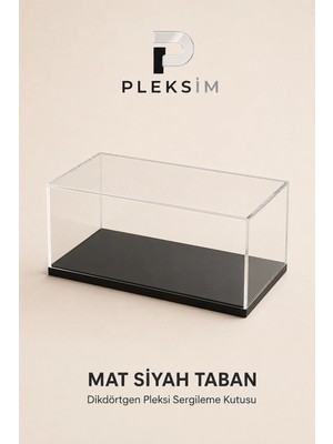 Ulusoypleksi 50X25X20 cm Dikdörtgen Figür Sergileme Kutusu Şeffaf Pleksi Akrilik Koleksiyon Display Box Mat Siyah Taban