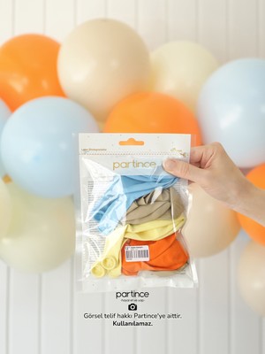 Partince 12 Adet Standart Boy 12'' Inşaat Karışım Renk Balonlar