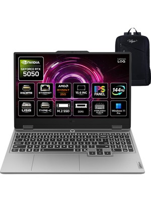 Lenovo Loq Amd Ryzen 7 250 32GB 512GB SSD RTX5050 Windows 11 Pro 15.6" Fhd Taşınabilir Bilgisayar 83JG008VTR