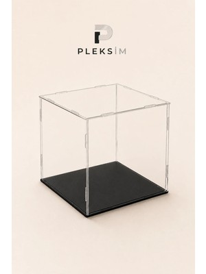 Ulusoypleksi 40X40X40 cm Sneaker Sergileme Kutusu Şeffaf Pleksi Akrilik Display Box Premium Vitrin Mat Siyah Taban