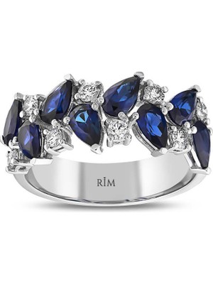 Rim Pırlanta 2.10 Karat Laboratuvar Pırlanta Safir Fantezi Yüzük - Hrd Sertifikalı