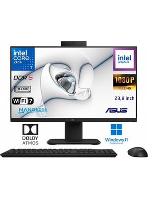 ASUS V440VAK-C7321TBB0D Intel Core 7 240H 8gb Ddr5 1tb SSD 23.8'' IPS Fhd W11 Pro Siyah All In One Bilgisayar Snertech