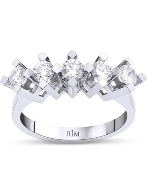 Rim Pırlanta 0.80 Karat Laboratuvar Pırlanta Beştaş Yüzük - Hrd Sertifikalı