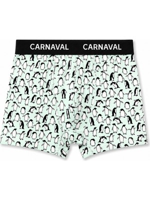 Carnaval Socks CARNAVAL Penguen Desenli Premium Pamuklu Erkek Boxer -Açık Mavi Renkli