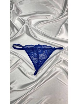 Ang Butik Kadın Mavi Transparan Dantel Tanga Külot
