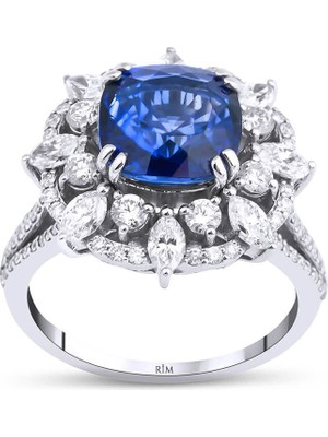 Rim Pırlanta 5.70 Karat Laboratuvar Pırlanta Safir Yüzük - Hrd Sertifikalı