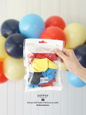 Partince 12 Adet Standart Boy 12'' Mavi Rota Karışım Renk Balonlar