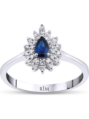 Rim Pırlanta 0.40 Karat Laboratuvar Pırlantalı Safir Yüzük - Hrd Sertifikalı