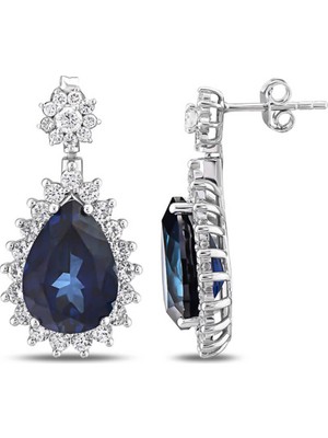 Rim Pırlanta 15.95 Karat Laboratuvar Pırlanta Safir Küpe - Hrd Sertifikalı