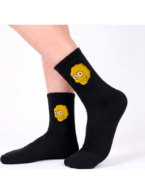 Neşeli Çoraplar Siyah Lisa Aksesuarlı Unisex Çorap