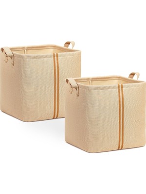 Mey İthalat Ocean Home Textile 2'li Çocuk Odası Jüt Keten Kumaş Sepet Set 30 x 30 x 30 cm
