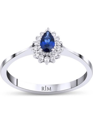 Rim Pırlanta 0.35 Karat Laboratuvar Pırlanta Safir Yüzük - Hrd Sertifikalı