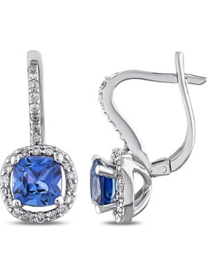 Rim Pırlanta 1.85 Karat Laboratuvar Pırlanta Safir Küpe - Hrd Sertifikalı