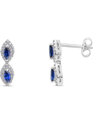 Rim Pırlanta 0.65 Karat Laboratuvar Pırlanta Safir Küpe - Hrd Sertifikalı