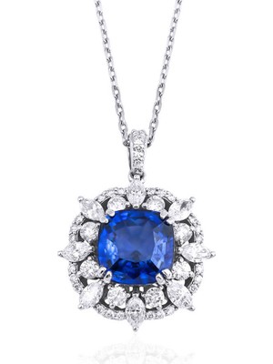 Rim Pırlanta 5.50 Karat Laboratuvar Pırlanta Safir Kolye - Hrd Sertifikalı