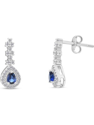 Rim Pırlanta 0.60 Karat Laboratuvar Pırlanta Safir Küpe - Hrd Sertifikalı