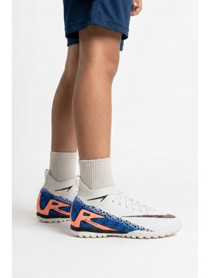 Laliga Beyaz-Siyah Bağcıklı Bilekten Sarmalı Unisex Halı Saha Ayakkabısı 610 Süperfly G