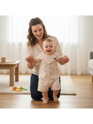 Ürünya Erkek Bebek Çocuk Kısa Kollu Şortlu 2'li Takım