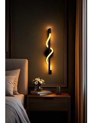 Mikro Aydınlatma Samsung Ledli Dekoratif Modern Duvar Aplik Tekli Otel Salon Yatak Odası 60CM Siyahkasa Günışığı