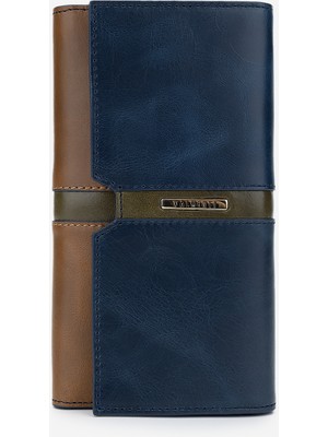Valmenti Unisex Lacivert Hakiki Deri Cüzdan 301 Ceku Cuzdan Y24 Lacı/taba Ck