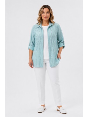 Bihan Store Kadın Taş Baskı Detaylı Gömlek Bluz Ikili Takım Y26-50160 - Mint
