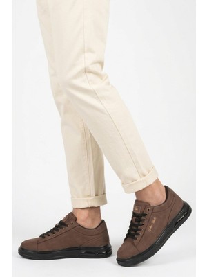 Walkway Erkek Kahve Bağcıklı Kalın Taban Erkek Casual Ayakkabı Sneaker 8078 Dashor M