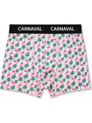 Carnaval Socks CARNAVAL Flamingo Desenli Premium Pamuklu Erkek Boxer -Pembe Renkli