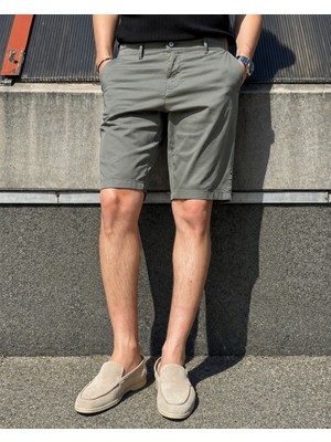 İnpool Erkek, Standart-Fit, Pamuklu, Esnek, Solmaz, Old Money Culture, Chino Şort-Bermuda 307
