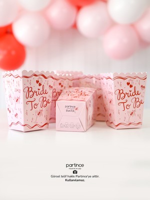 Partince 8 Adet Bride To Be Bekarlığa Veda Partisi Pembe Kırmızı Popcorn Mısır Kutusu