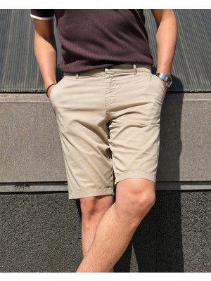 İnpool Erkek, Standart-Fit, Pamuklu, Esnek, Solmaz, Old Money Culture, Chino Şort-Bermuda 307