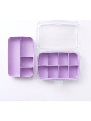 Mey İthalat Orret Home Kilitli Organizer Kutu Şeffaf Kapaklı 2 Katlı Çok Bölmeli Takı Kutusu Kozmetik Organizer Toka Aksesuar Saklama Kutusu Bölmeli Düzenleyici (Asorti Renk)