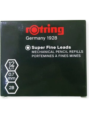 Rotring 0.7 mm 2B Super Polymer Kalem Ucu 12'li Paket Uzun Ömürlü ve Kaliteli Yazım Deneyimi