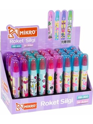Şahin Kırtasiye Renkli Mikro Silgi RK-300 Roket 36’lı Kutu ile Eğlenceli ve Pratik Silme Deneyimi