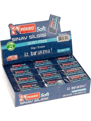 Şahin Kırtasiye Mikro Silgi 2B-24SS Sınav Soft 24'lü Paket Mavi Renkli Yüksek Kalite Silgi