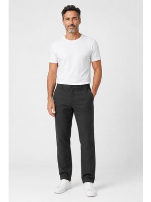 Bihan Store Erkek Lizbon Yan Cep Esnek Keten Dokulu Pantolon 4365-SIYAH