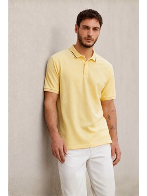 Madmext Sarı Polo Yaka Erkek Tişört 6113