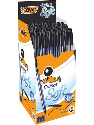 Bic Cristal Soft Tükenmez Kalem Siyah 918518 50'li Kutu