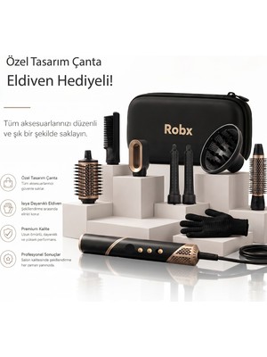 Robx 7 IN1 838I Multi-Styler Hava Üfleme Saç Şekillendirme ve Kurutma Led İyon Çok Fonksiyonlu Ultra Set