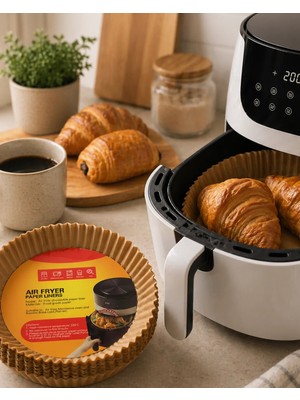 Meks Yuvarlak Airfryer Kağıdı 100 Adet Yağ Tutmaz Hazne Koruyucu