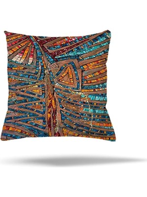 Mey İthalat Pelangi Renk Geçişli Mozaik Ağaç Desen Gizli Fermuarlı Yastık Kılıfı Kırlent Kılıfı Koltuk Yastık Kılıfı, Karışık Renkli 45 x 45
