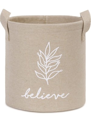 Mey İthalat Ocean Home Textile Bej Believe Baskılı Sepet //20X20