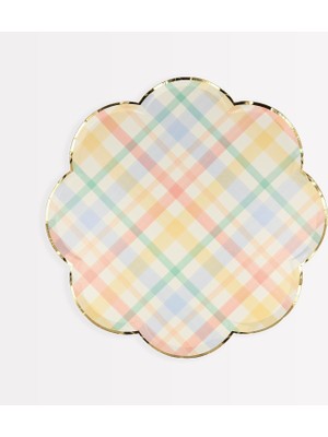 Mey İthalat Meri Meri - Small Spring Plaid Plates - Bahar Yeri Tabaklar - S - 8'li