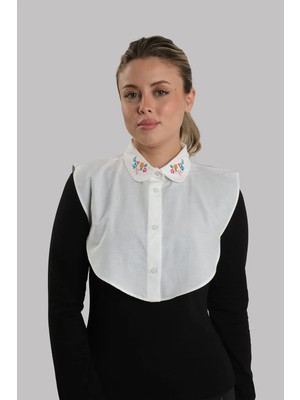 Hürrem Bone Krem Gömlek Yakalı Boyunluk Terikoton Nakışlı Çiçek Desenli 1023_40