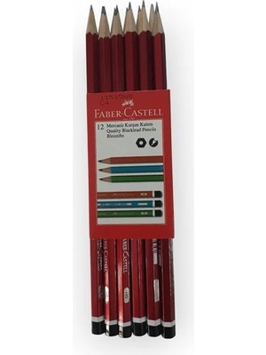 Faber-Castell 12'li Paket Köşeli Mercanlı Kurşun Kalem Kırmızı Renkli Kalemler