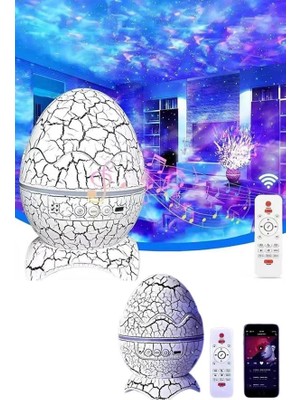Kentex Mey Ithalat® Bluetooth Hoparlör Dinozor Yumurtası Gece Masa Lambası Projektör