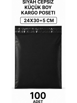 Royaleks Siyah Cepsiz Küçük Boy Kargo Poşeti 24X30+5 cm 100 Adet