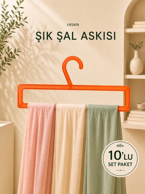 Ozzen Kırılmaz Kırmızı Şal Askısı -Eşarp Askısı- Atkı Askısı Dikdörtgen 10'lu Paket